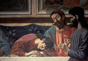 La Cène (détail de Judas, du Christ et de Saint Jean, 1447)