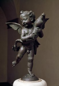 Amour avec dauphin, sculpture en bronze par Verrocchio - Andrea del Verrocchio