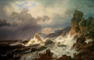 Une tempête en mer sur la côte norvégienne - Andreas Achenbach