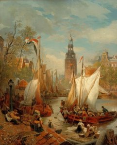 Scène de port à Amsterdam (image de plage hollandaise)