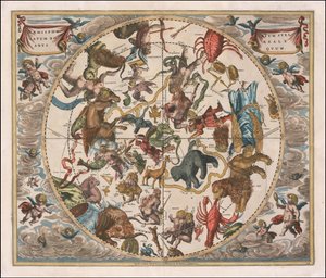 Carte céleste de 1660 - Haemisphaerium Stellatum Boreale Antiquum - Andreas Cellarius