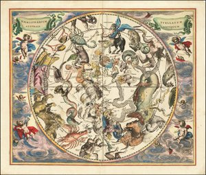 Carte céleste de 1660 des constellations de l