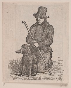 Mendiant agenouillé avec un caniche - Andreas Flinch
