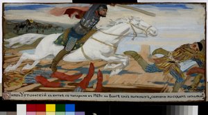 Le prince Vassili Oukhtomsky à la bataille contre les tartares sur la Volga en 1469