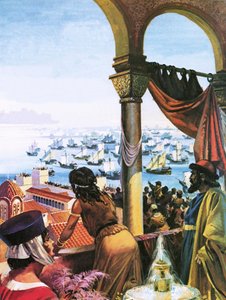 Flotte de la quatrième croisade arrivant à Constantinople en 1203 - Andrew Howat