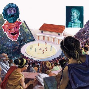 Théâtre grec (gouache sur papier)