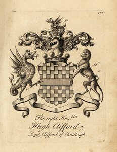 Blason du très honorable Hugh Clifford, Lord Clifford de Chudleigh, 2e baron Clifford de Chudleigh (1663-1730)