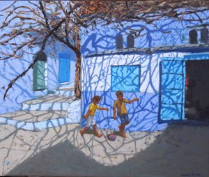 Jeux de balle dans la rue, Chefchaouen, Maroc, 2018