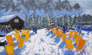 Café et chaises longues, Selva Gardena, Italie, 2016