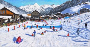 Enfants en luge, Les Gets, France