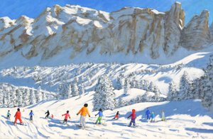 Skieurs colorés, Val Gardena, Italie, 2019