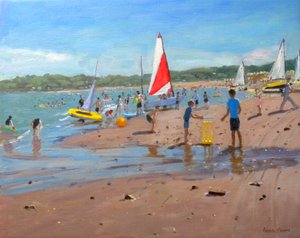 Cricket et voile rouge et blanche, Abersoch, 2011 - Andrew Macara