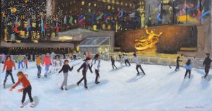 Soirée, patinoire Rockefeller, New York