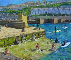 Amusement dans le port, Porthleven, Cornwall