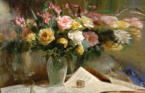 Des roses romantiques sous la pluie