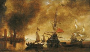 Au lever du soleil après le bombardement d