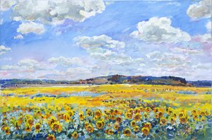 Champ de tournesols baigné de soleil