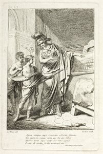 Minerva enseignant à un jeune artiste, illustration pour le Catalogue historique du Cabinet par Mariette - Ange Laurent de Lalive de Jully