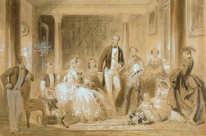 Famille royale dans la salle à manger à Osborne House - Ange Louis (1815 72) Janet