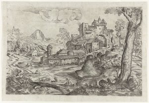 Paysage avec rivière et château