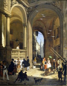 Milan, Piazza Mercanti, peinture d