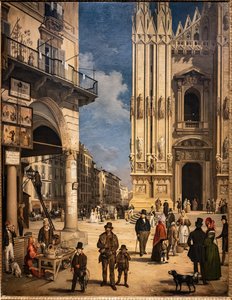 Vue du Duomo avec le Coperto de Figini - Angelo Inganni