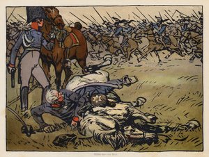 Le maréchal Blücher piégé sous son cheval mort à la bataille de Ligny