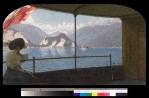 Un bateau sur le lac Majeur - Angelo Morbelli