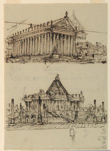 Décor de scène, extérieur des temples - Angelo Toselli