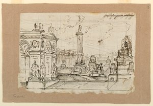 Décor de scène, groupe de monuments antiques - Angelo Toselli