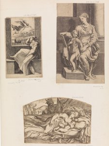 Femme et ange, Vierge et Enfant, Satyre regardant une jeune mère et son enfant dormant, 1555-1567 - Angiolo Falconetto