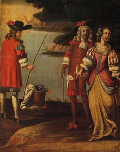 Paravent double face à quatre volets, vers 1700 (détail) - Anglo Flemish School