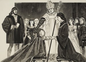 Mariage de Lucrèce Borgia (1480-1519) avec le duc Alphonse (gouache sur papier) - Angus McBride