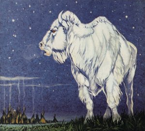 Le buffle blanc (lithographie couleur) - Angus McBride
