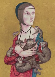 Femme avec des singes