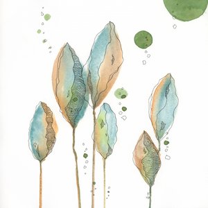 Motifs botaniques abstraits aux teintes douces