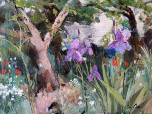 Jardin méditerranéen avec iris, 2019