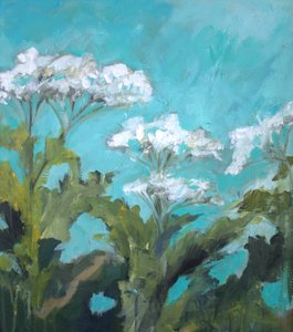 Fleurs blanches, ciel turquoise - Anna-Karin Bergius