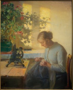Fille de pêcheur cousant - Anna Ancher