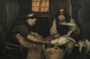 Vieux couple plumant des mouettes. Lars Gaihede et vieille Lene