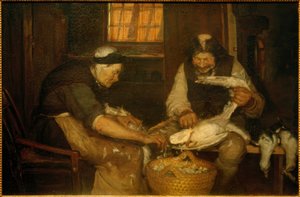 Deux vieux plumant des mouettes. Lars Gaihede et la vieille Lene