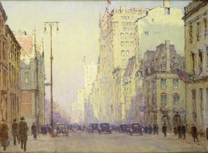 5e avenue, au niveau de la 57e rue, vers 1918 (huile sur toile) - Anna Richards Brewster