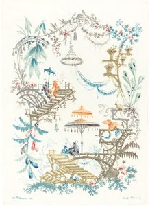 Arabesque chinoise avec un double parasol