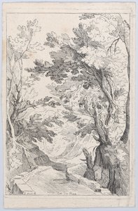 Un chemin avec un parapet dans une forêt, 18e siècle - Anne Claude Philippe de Caylus