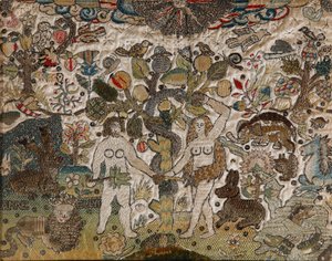 Image en broderie représentant Adam et Ève - Anne Ellys