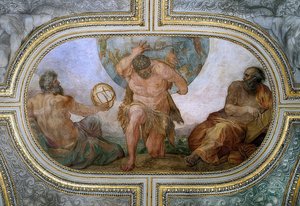 Hercule porte la voûte céleste pour Atlas (Fresque dans le Camerino) - Annibale Carracci