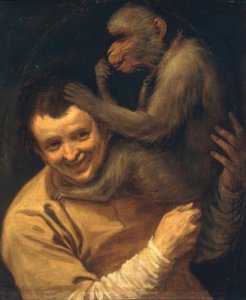 Homme avec un singe écoutant