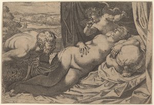 Vénus et un satyre - Annibale Carracci