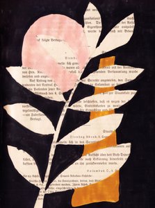 Peinture à la gouache représentant des feuilles abstraites sur fond noir - Annick