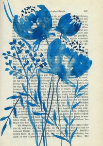 Aquarelles botaniques bleues - Annick